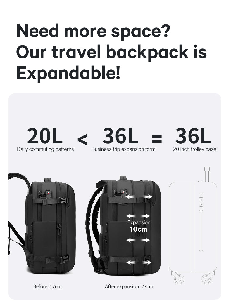 Bange Prime Vacuum Compartment Travel Laptop Backpack (15.6)