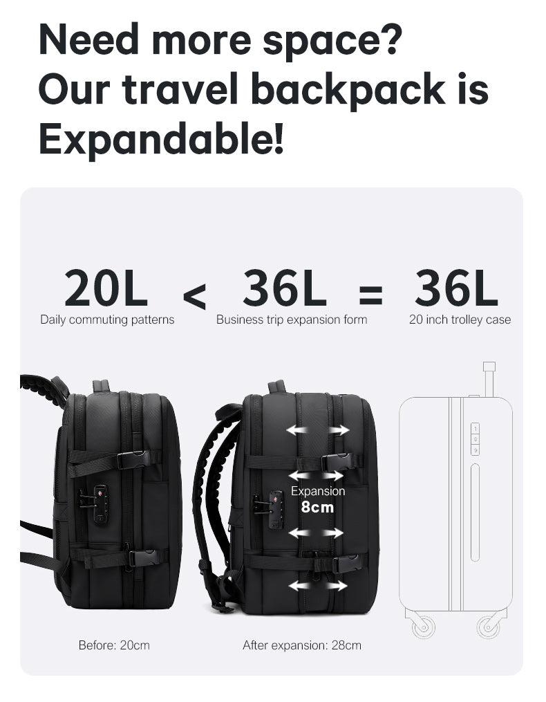 Bange Vexus Vacuum Compartment Travel Laptop Backpack (15.6)