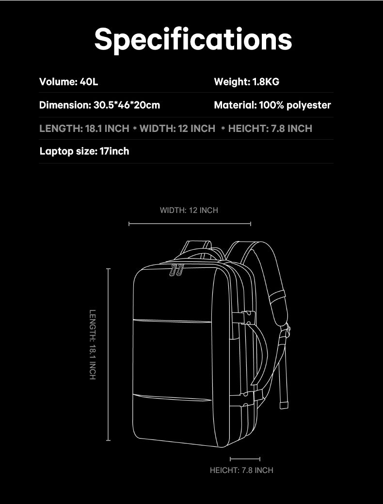 Bange Vexus Vacuum Compartment Travel Laptop Backpack (15.6)