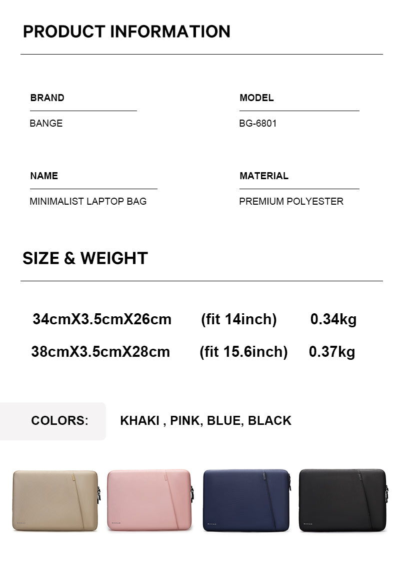 BANGE Laptop Bag Soft Protective Sleeve (14/15.6)