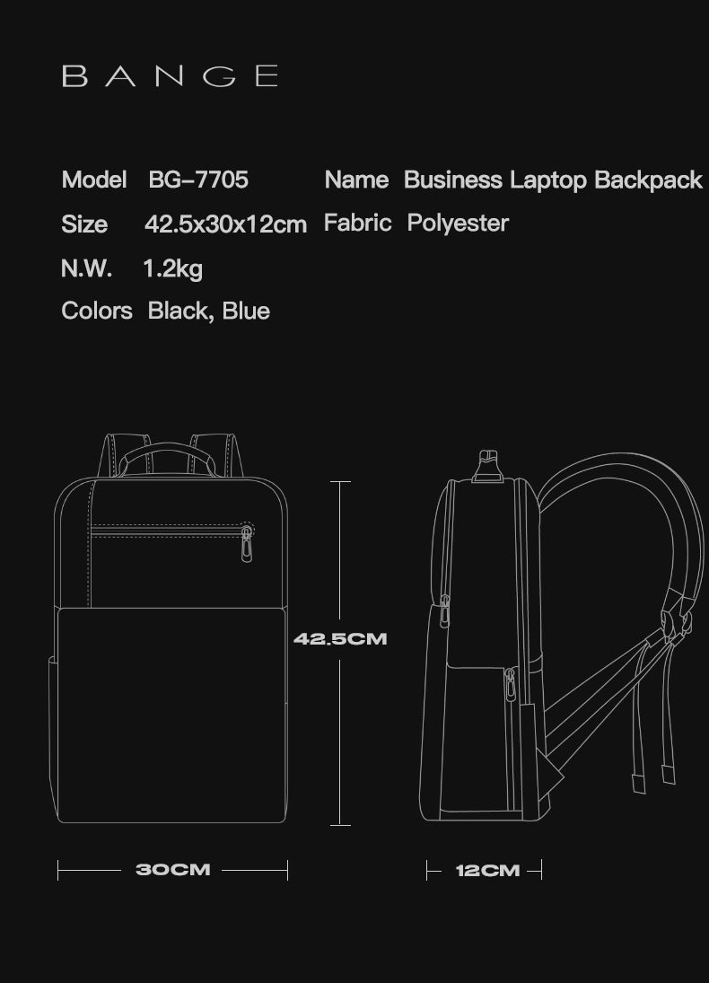Bange Zeth Laptop Backpack Multi-Compartment Water Resistant (15.6”)