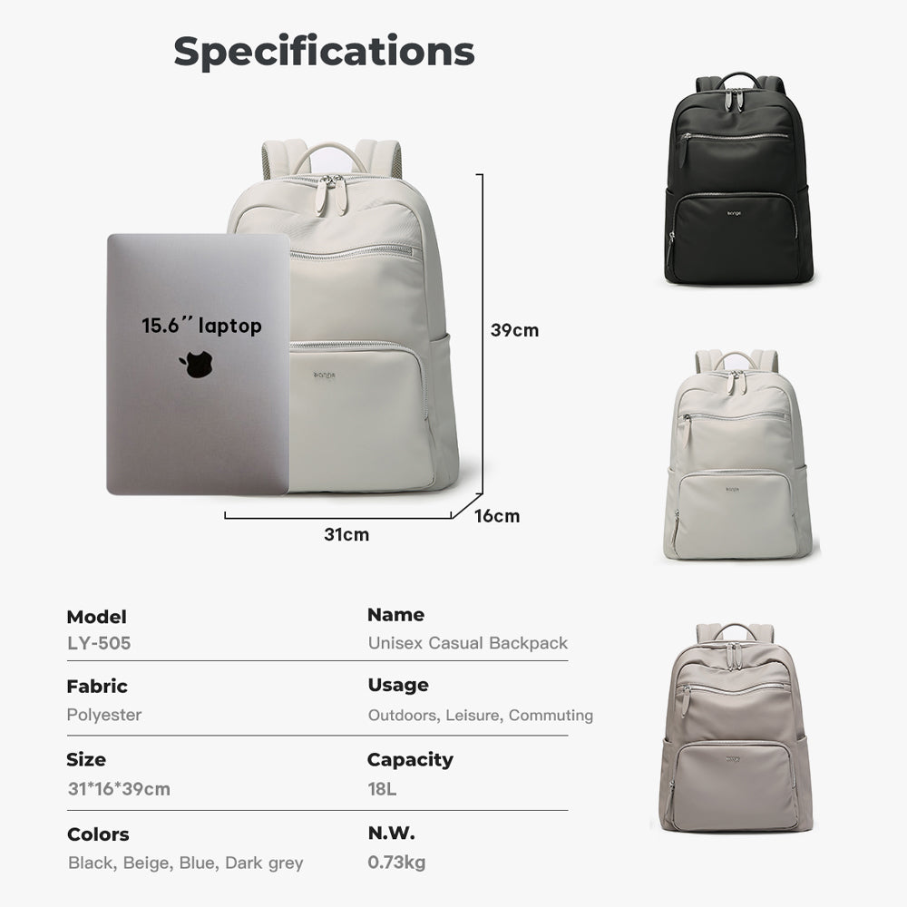 BANGE Belle Laptop Backpack Water Resistant Multi Compartment Beg Komputer Riba Beg Sekolah (14/15.6‘’)