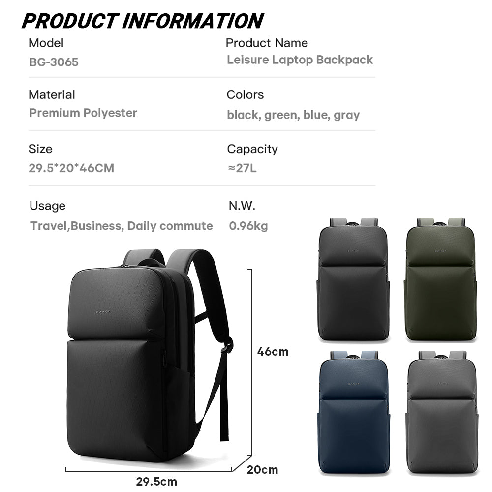 BANGE Rift Laptop Backpack Multi Compartment Water Resistant (15.6‘’)