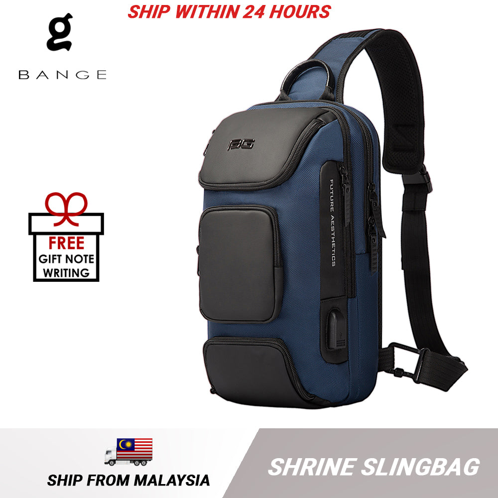 Bange Shrine Multi Compartment Anti-Theft Water Resistant Travel Business Sling Bag with USB Charging Port