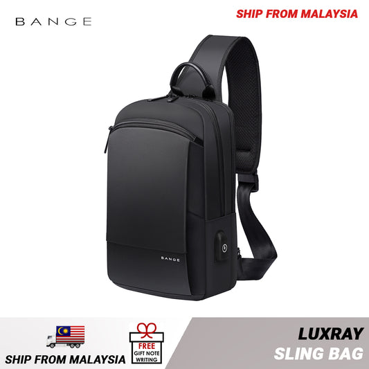 Bange Luxray Light Big Capacity Multi Compartment Card Pocket Water Resistant Anti Theft Sling Bag with USB Charging Port