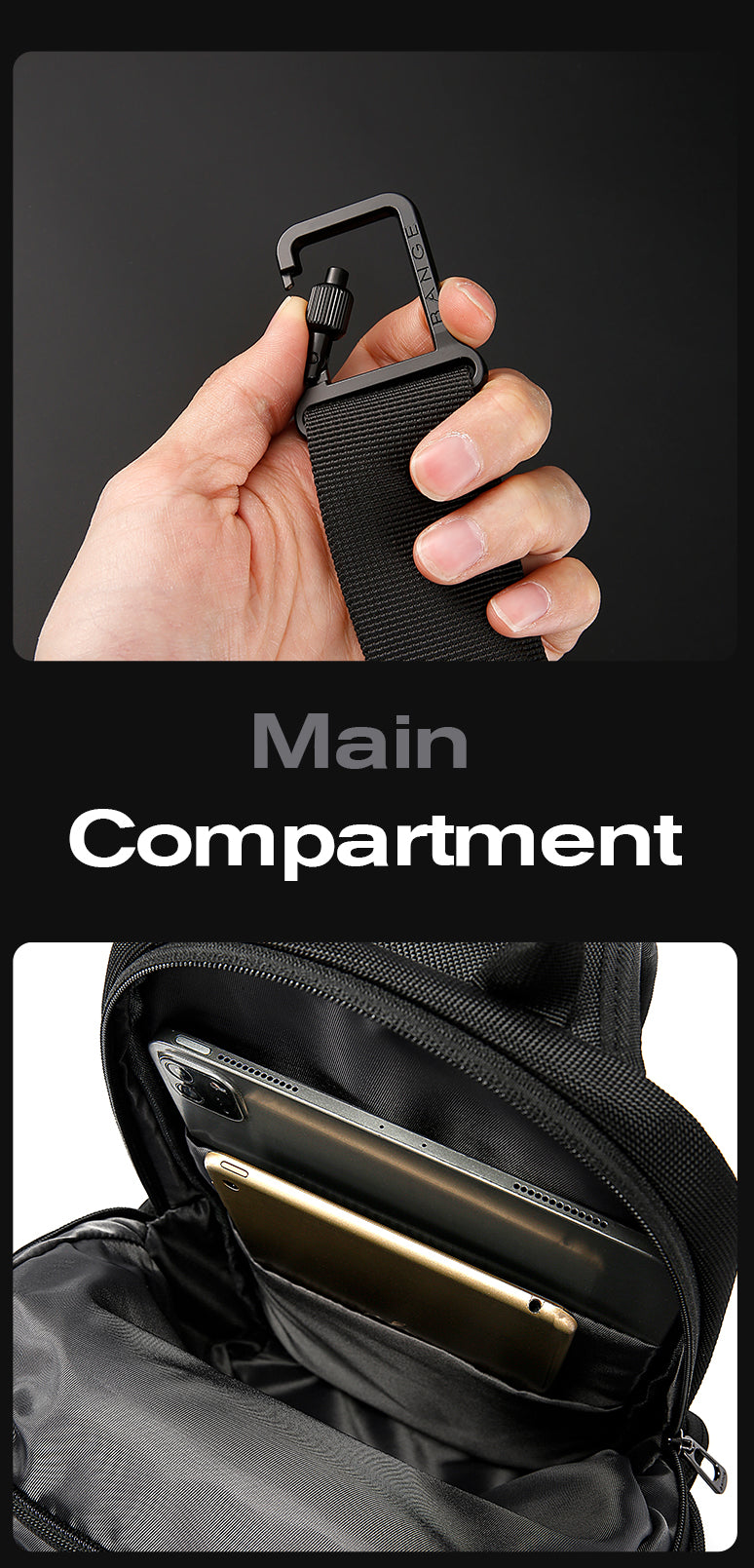 Bange Raven Sling Bag Shoulder Bag Crossbody Bag Men’s Bag Multi Compartment Water-Resistant Fit 11inch Ipad