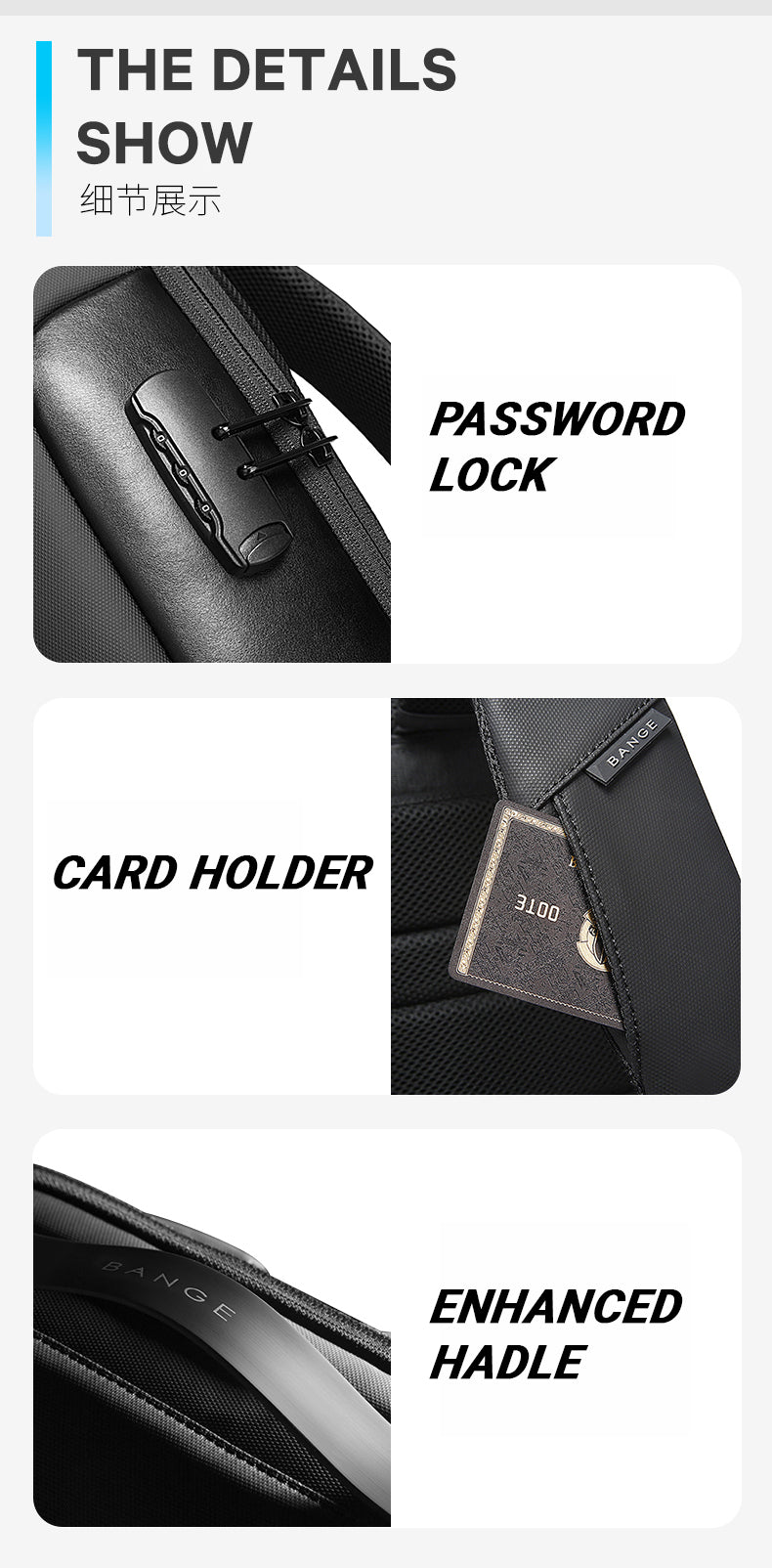 Bange Rambo Plus15.6inch Business Multi Compartment Water Resistant Laptop Backpack