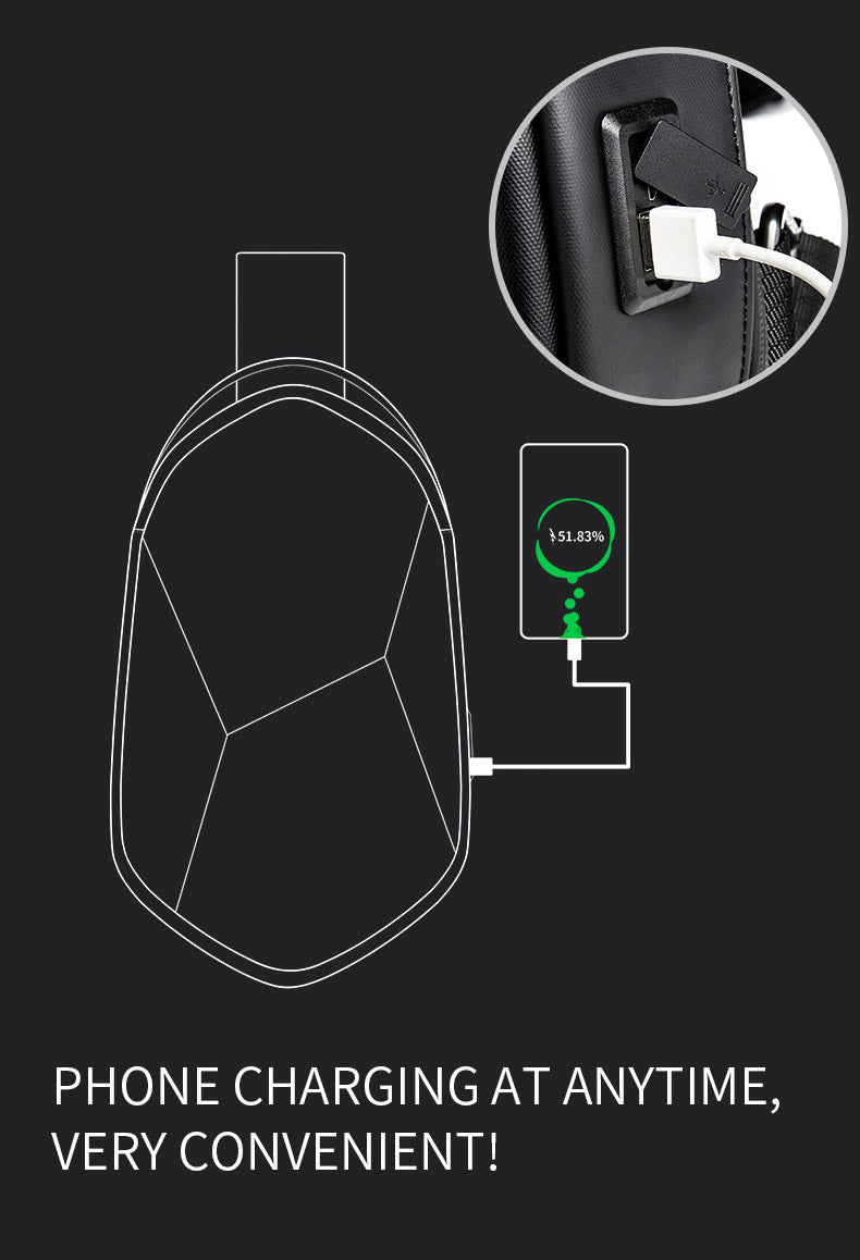 Bange Prism Multi Compartment Water-Resistant Sling Bag with USB Charging Port