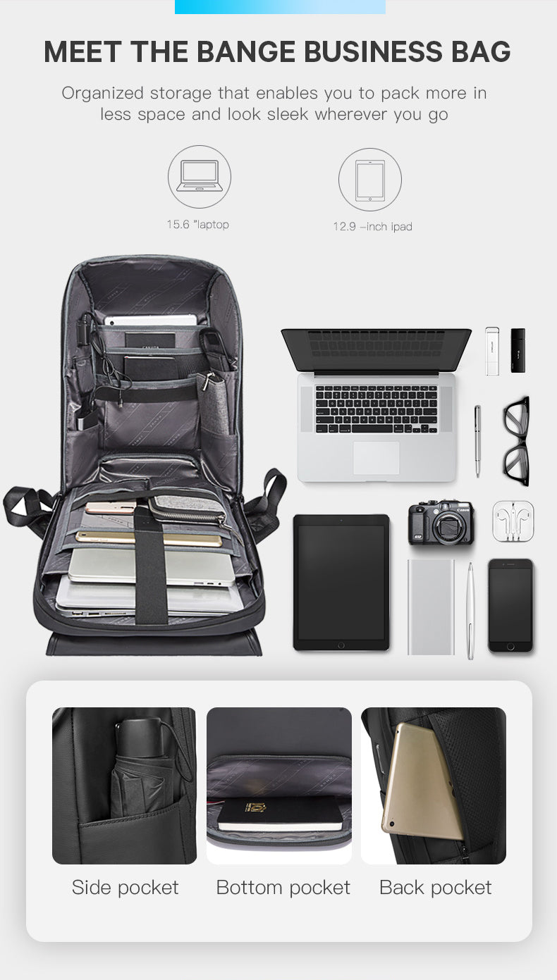 Bange Scorch 15.6inch Business Multi Compartment Stylish Antitheft Laptop Backpack with USB Charging Port