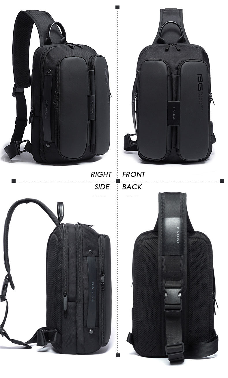 Bange Rogue Large Capacity Multi Compartment Travel Business Men Sling bag with USB Charging Port
