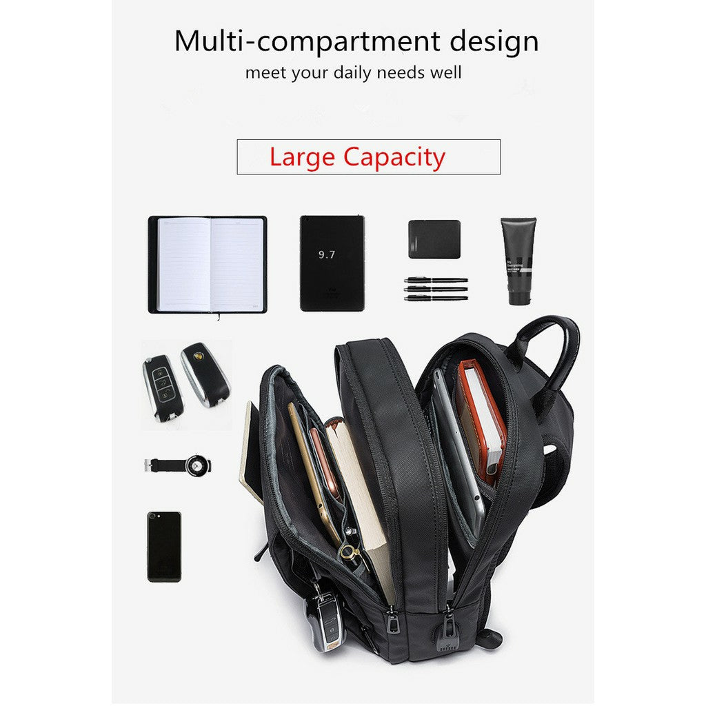 Bange Vexus USB AntiTheft Ultralight Water Resistant Multi Compartment Travel Sling Bag