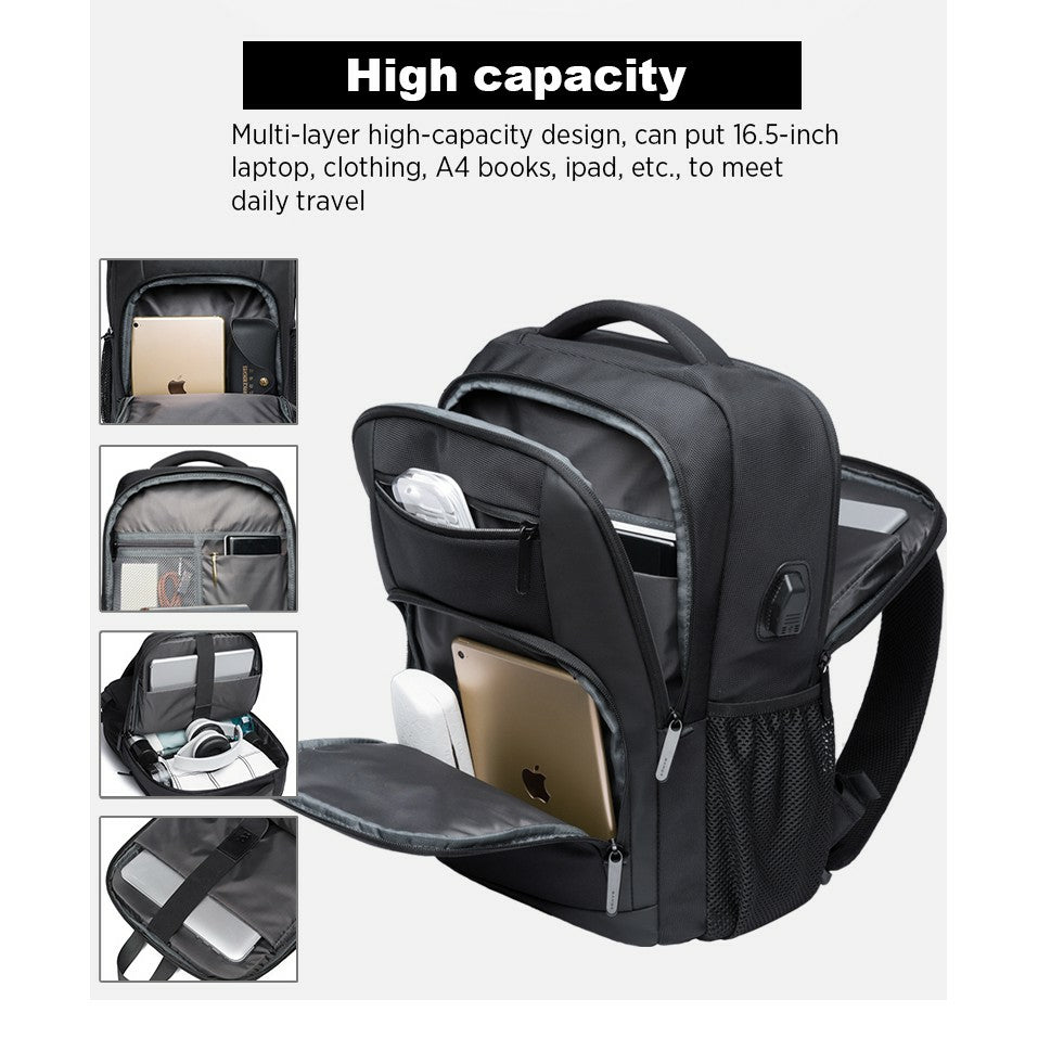 Bange Phase Water Resistant Big Capacity Multi Compartment Anti-Theft Travel Laptop Backpack with USB Charging Port