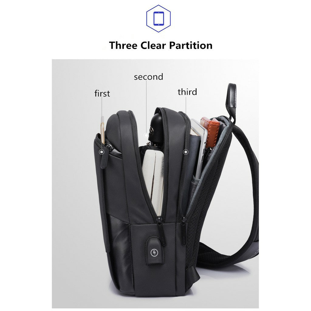 Bange Luxray Light Big Capacity Multi Compartment Card Pocket Water Resistant Anti Theft Sling Bag with USB Charging Port