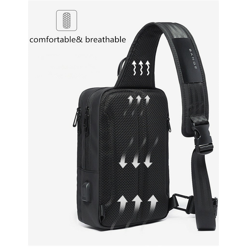 Bange Vexus USB AntiTheft Ultralight Water Resistant Multi Compartment Travel Sling Bag