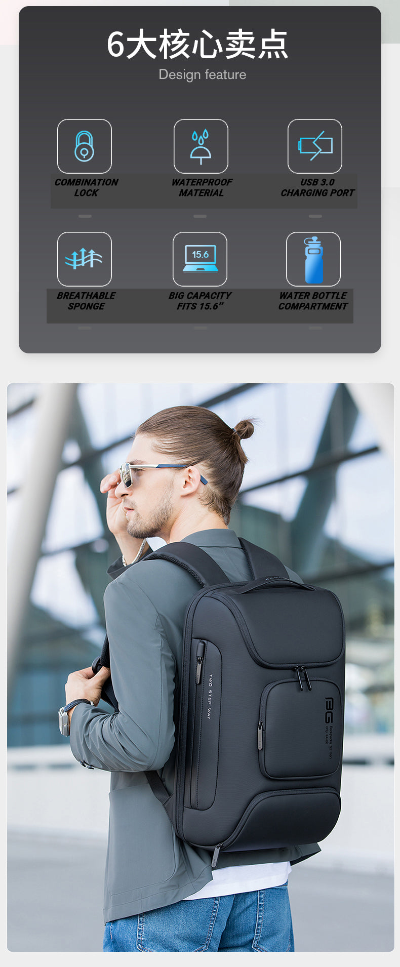 Bange Rambo Plus Anti-Theft Laptop Backpack (15.6)