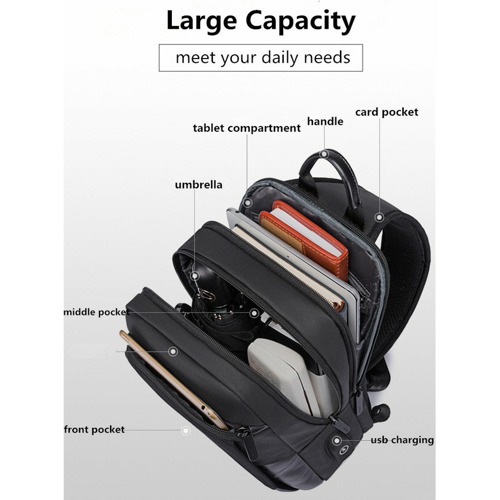 Bange Luxray Light Big Capacity Multi Compartment Card Pocket Water Resistant Anti Theft Sling Bag with USB Charging Port