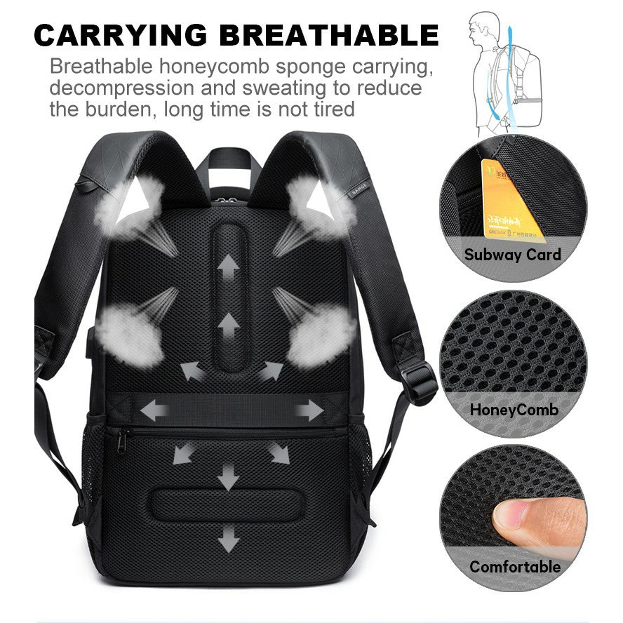 Bange Phase Water Resistant Big Capacity Multi Compartment Anti-Theft Travel Laptop Backpack with USB Charging Port