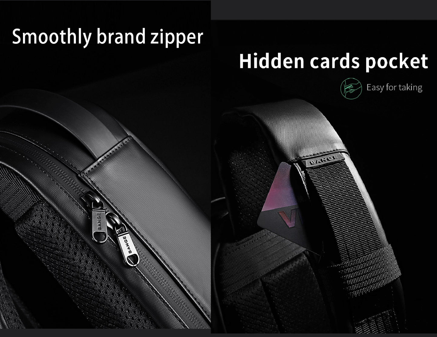 Bange Prism Multi Compartment Water-Resistant Sling Bag with USB Charging Port