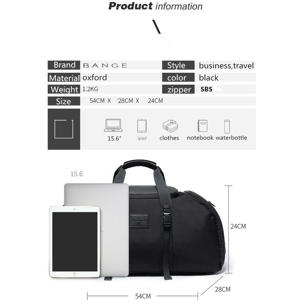Bange Sport Multi Compartment Big Capacity 3in1 Travel Bag with Dry & Wet Separation Compartment