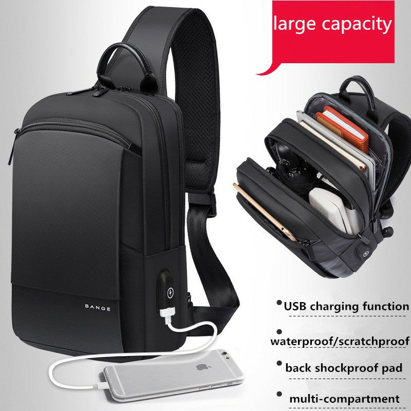Bange Luxray Light Big Capacity Multi Compartment Card Pocket Water Resistant Anti Theft Sling Bag with USB Charging Port