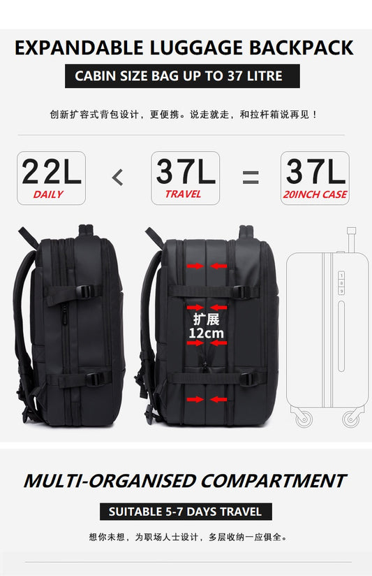 Bange Vexus Multi Compartment Big Capacity Water Resistant Hiking Travel Laptop Backpack with USB Charging Port