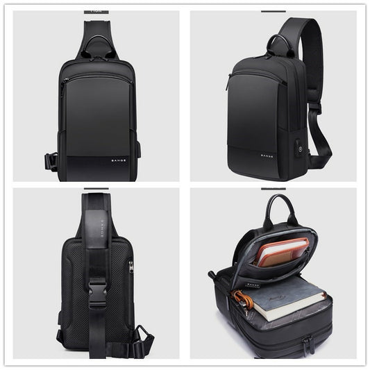 Bange Luxray Light Big Capacity Multi Compartment Card Pocket Water Resistant Anti Theft Sling Bag with USB Charging Port