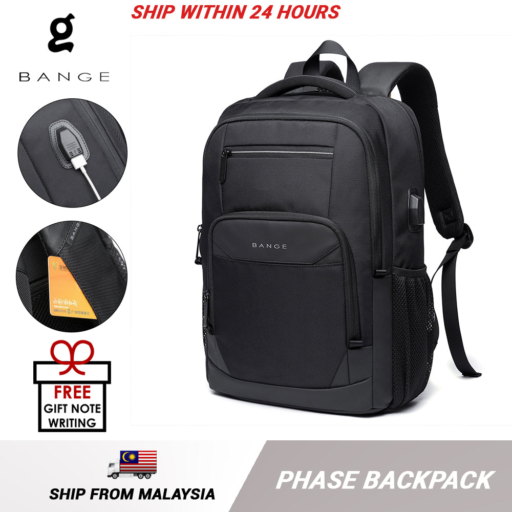 Bange Phase Water Resistant Big Capacity Multi Compartment Anti-Theft Travel Laptop Backpack with USB Charging Port