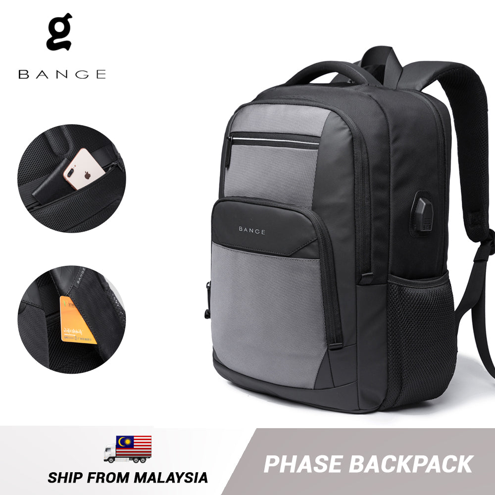 Bange Phase Water Resistant Big Capacity Multi Compartment Anti-Theft Travel Laptop Backpack with USB Charging Port