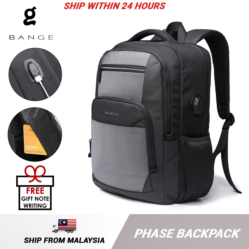 Bange Phase Water Resistant Big Capacity Multi Compartment Anti-Theft Travel Laptop Backpack with USB Charging Port