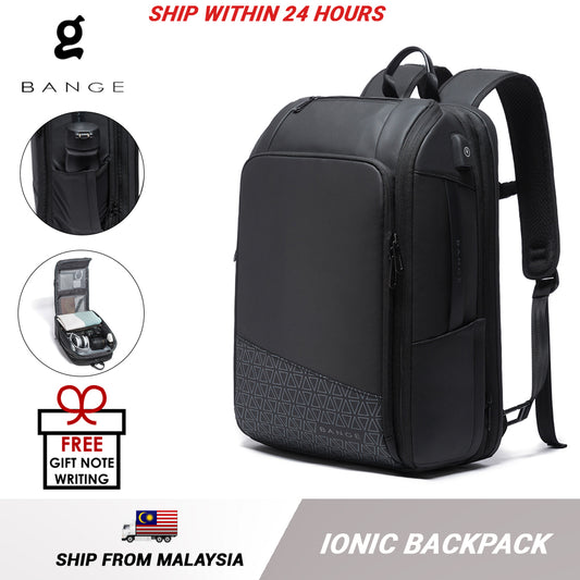 Bange Ionic USB Bottle Expandable Multi Compartment Big Capacity Hidden Pocket Travel Business Laptop Backpack