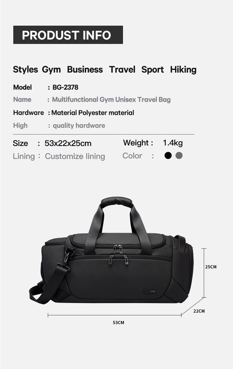Bange Rumble Travel Bag Multifunctional Gym Bag Sport Bag Hiking Bag Messenger Bag Max Duffel Weekender bag