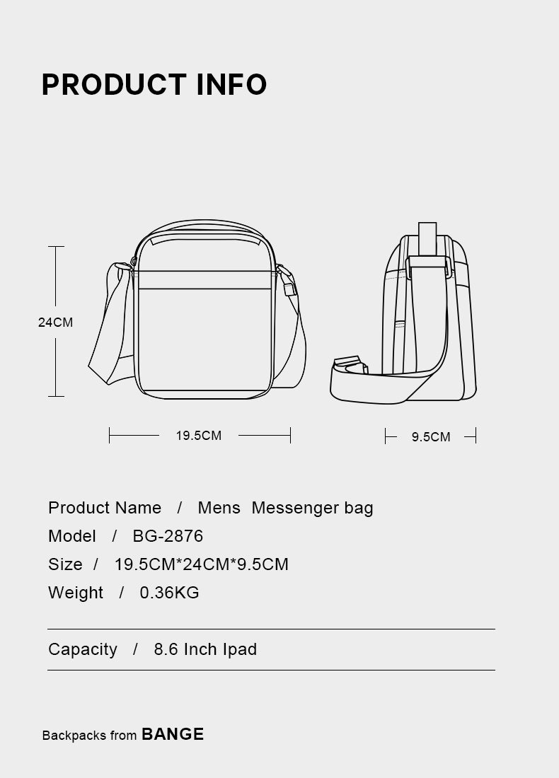 BANGE Flix Sling Bag Men Messenger Bag Pouch Bag Men Cross Body Bags Waterproof Beg Sandang Lelaki Lightweight