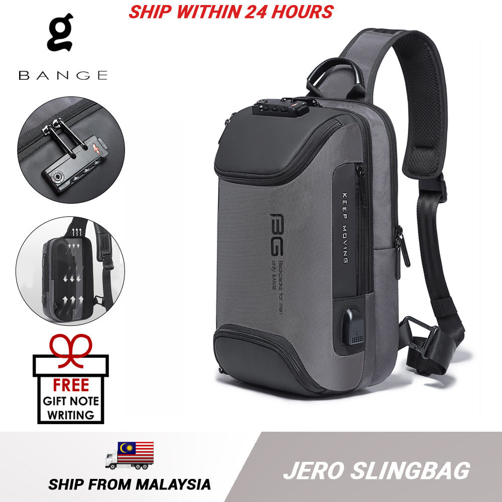 Bange Jero Anti Theft Multi Compartment Travel Business Sling Bag with TSA Lock and USB Charging Port