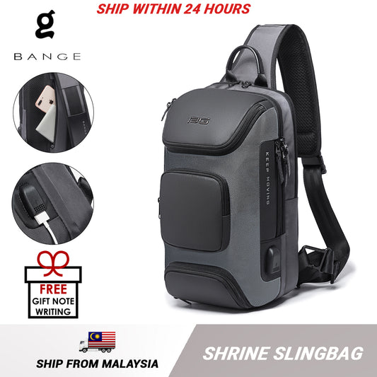 Bange Shrine Multi Compartment Anti-Theft Water Resistant Travel Business Sling Bag with USB Charging Port
