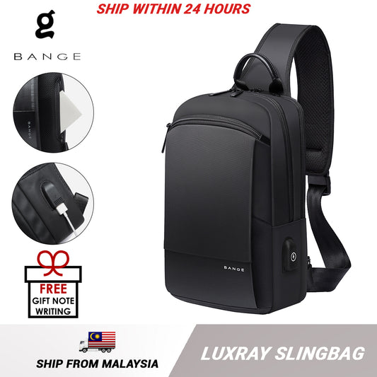 Bange Luxray Light Big Capacity Multi Compartment Card Pocket Water Resistant Anti Theft Sling Bag with USB Charging Port