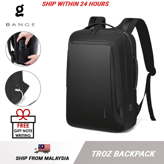 Bange Troz USB Multi Compartment Big Capacity Bottle WaterProof Business Outdoor Hidden Pocket Travel Laptop Backpack