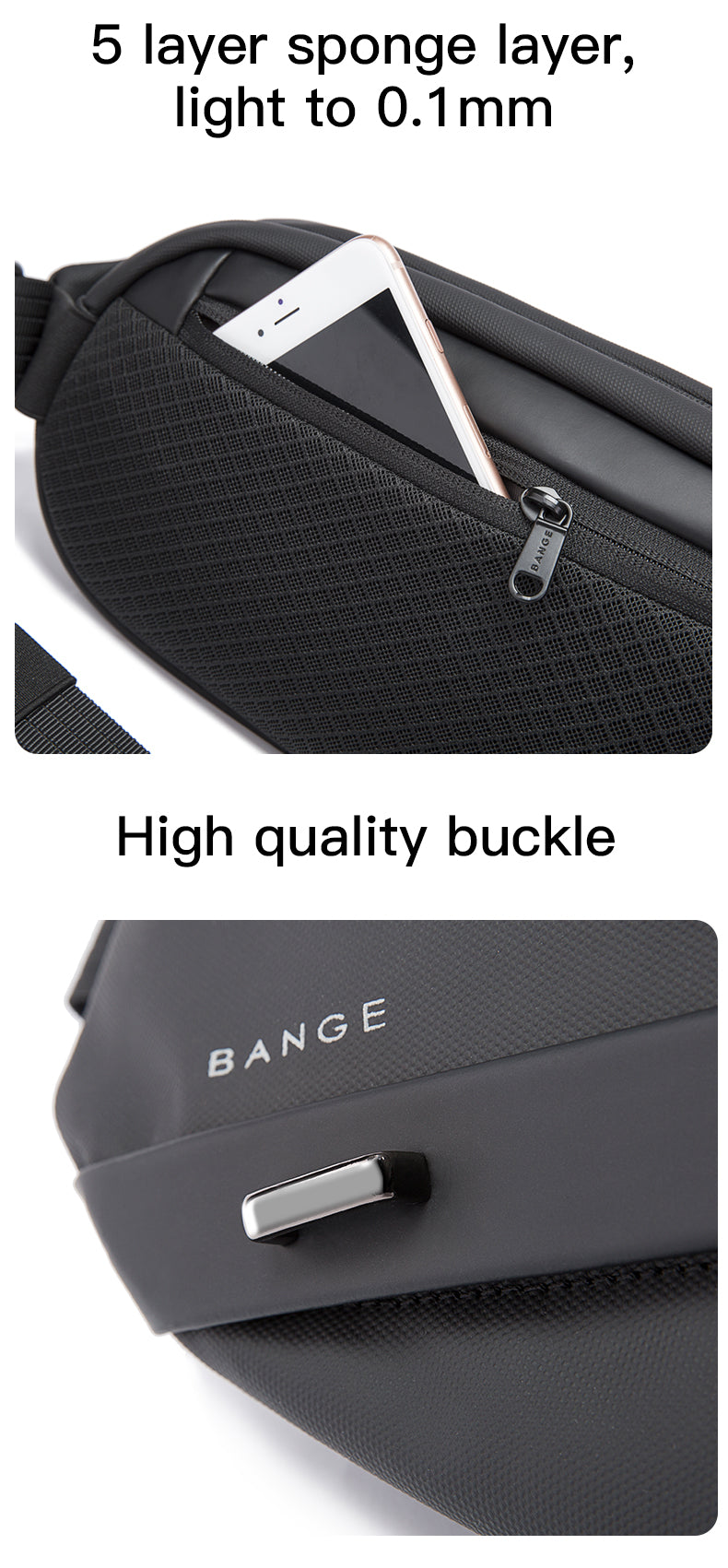 Bange Echo Water-Resistant Men Anti-theft Sling Bag