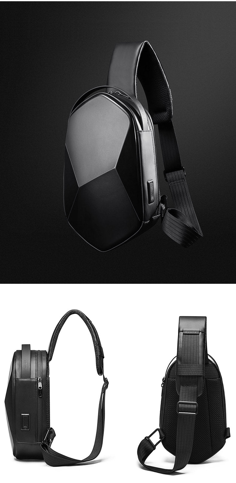 Bange Prism Multi Compartment Water-Resistant Sling Bag with USB Charging Port