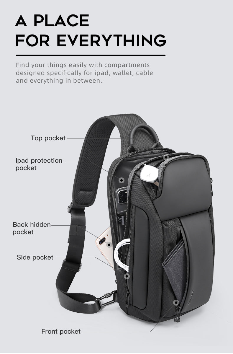 Bange Titan Sling Bag (11inch iPad) Water-Resistant and Multi Compartment Crossbody Men's Bag Fashion Chest Pack