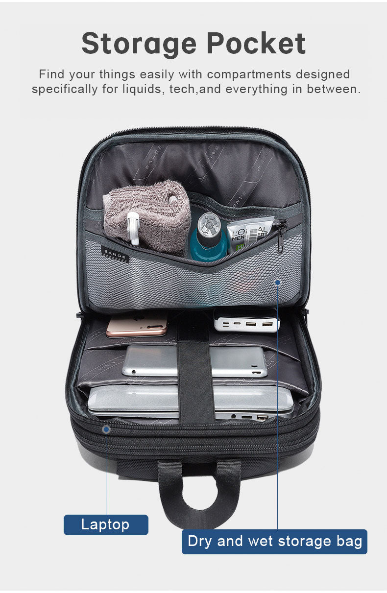 (15.6"/17.3'')Bange Gazon Expandable Light Water Resistant Anti-Theft Business Laptop Backpack Laptop Bag