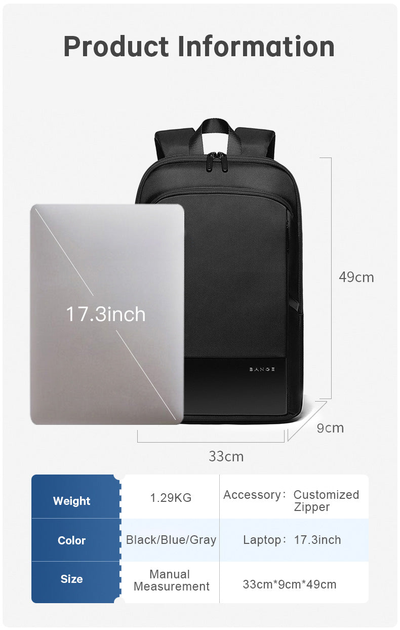 (15.6"/17.3'')Bange Gazon Expandable Light Water Resistant Anti-Theft Business Laptop Backpack Laptop Bag