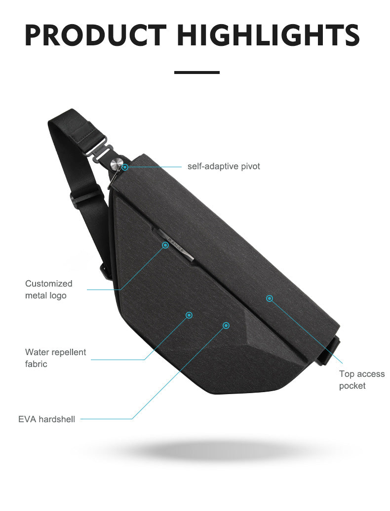 Bange Ace Expandable Sling Bag with Multi Compartment and Water-Repellent Fabric