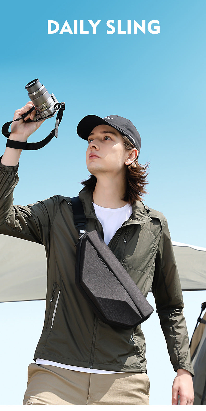 Bange Ace Expandable Sling Bag with Multi Compartment and Water-Repellent Fabric