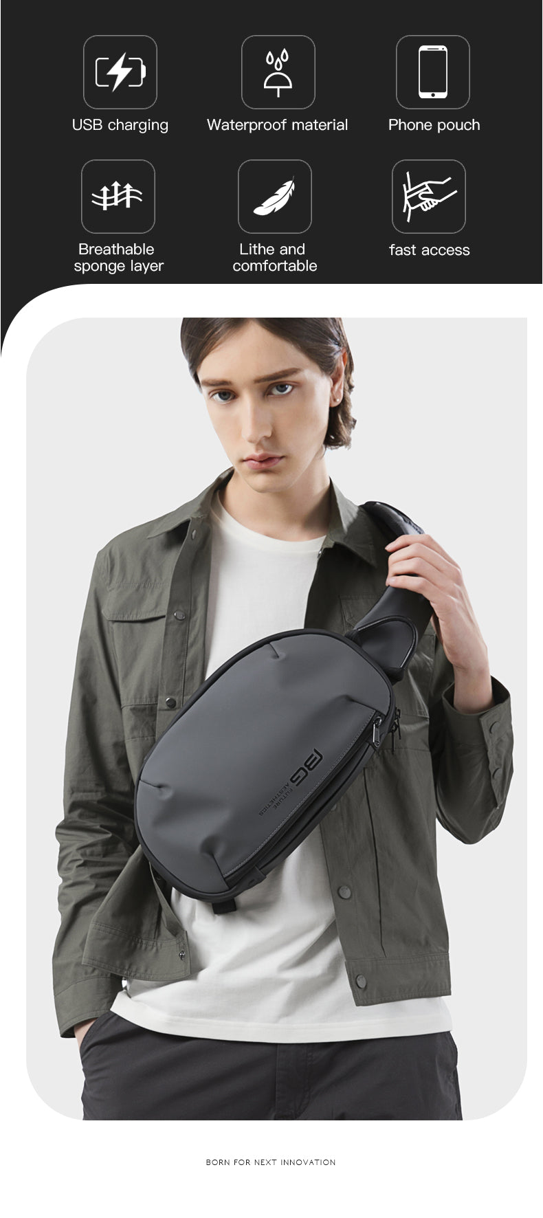 Bange Hertz Multi Compartment Water-Resistant Sling Bag