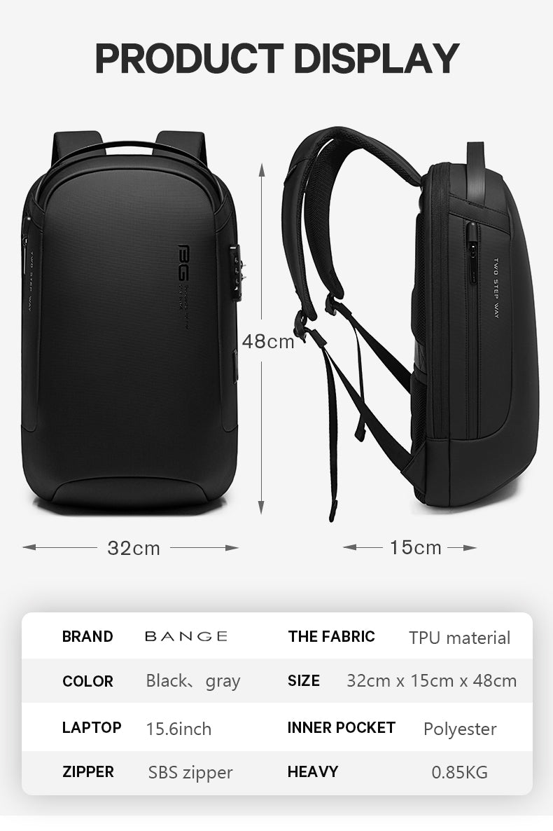 Bange Orient 15.6inch Business Multi Compartment Water Resistant Laptop Backpack with USB Charging Port
