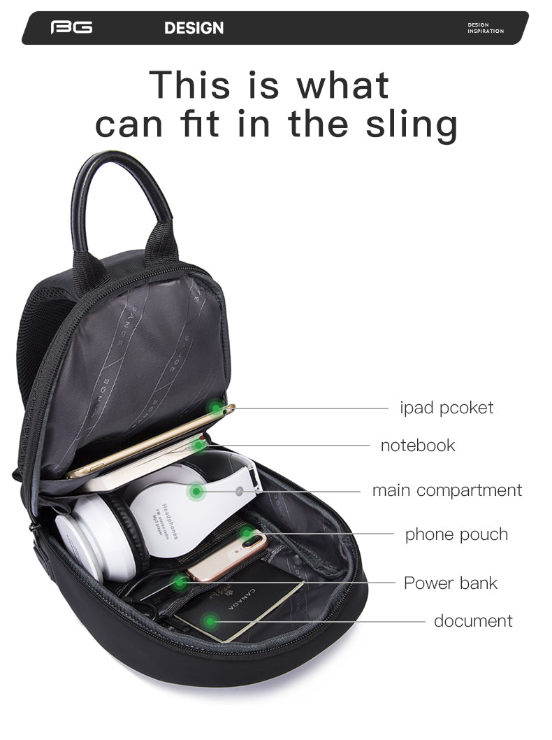 Bange Hertz Multi Compartment Water-Resistant Sling Bag