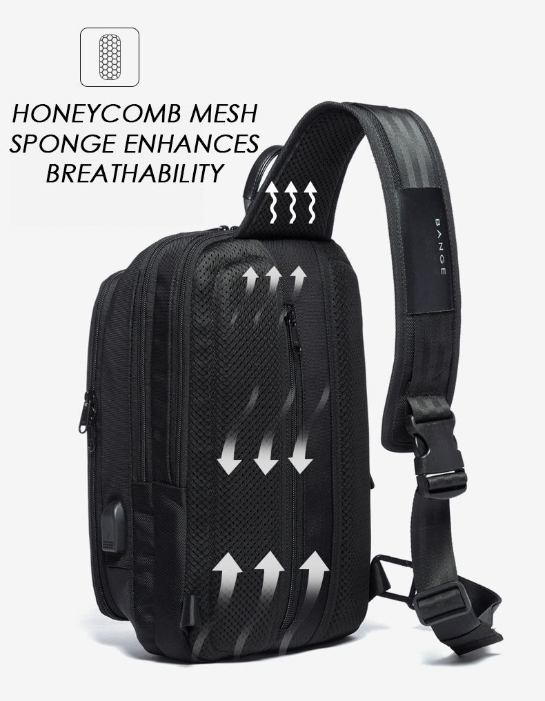 Bange Rogue Large Capacity Multi Compartment Travel Business Men Sling bag with USB Charging Port