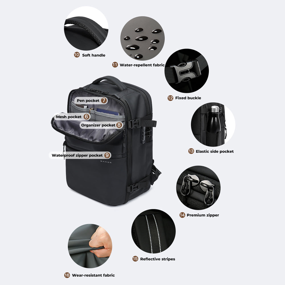 BANGE Blaze Travel Laptop Backpack Multi Compartment Water-Resistant (15.6)