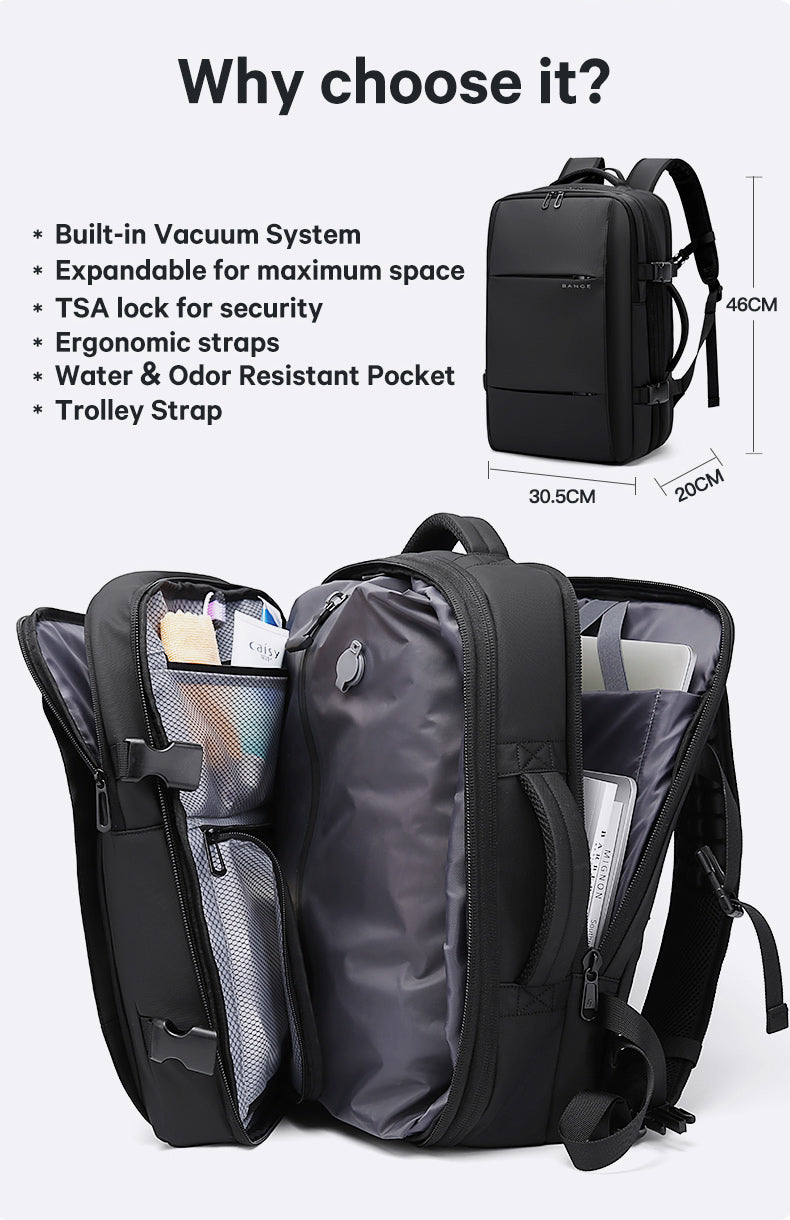 Bange Vexus Vacuum Compartment Travel Laptop Backpack (15.6)