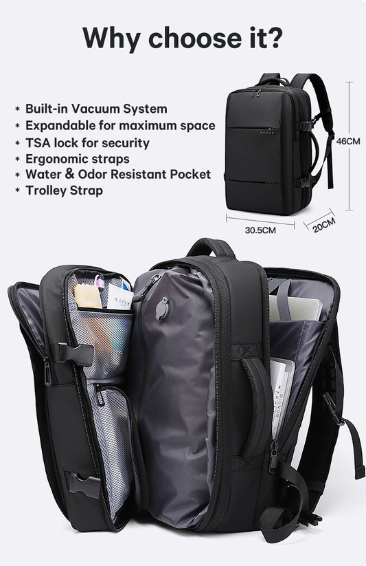 Bange Vexus Vacuum Compartment Expandable Big Capacity Water Resistant Travel Laptop Backpack 电脑包